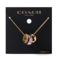 COACH 經典滿版彩色C字LOGO三環造型搪瓷水晶鑲鑽項鍊-多彩色