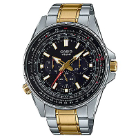 CASIO 精密時刻三針三眼設計風格不鏽鋼錶-(MTP-SW320SG-1A)/47mm