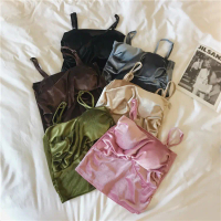 MODELY - Tanktop Bra Velvet Beludru Wanita Atasan Crop Top Tali Fashion Korea Sexy Party BR253