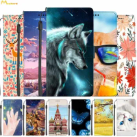 Leather Cases For Samsung S10 5G Luxury Wallet Book Flip Cover For Samsung Galaxy S10 Plus S10E Case S 10 Cute Painted Wolf Etui