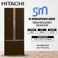 kulkas HITACHI R-WB56PGD9-GBW Kulkas 3 Pintu 455L Inverter Dual Fan Cooling