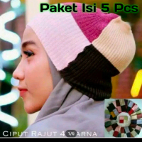 Grosir 5 pcs bandana rajut empat warna. ciput 4 warna. dalaman jilbab empat warna.
