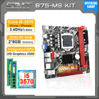SZMZ B75 Motherboard Set with i5 3570 CPU + 2*8GB DDR3 RAM LGA 1155 placa mae kit LGA1155