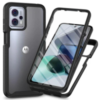 Moto G13 4G Shockproof Clear Case Built in Screen Protector Full Body Rugged Defender Cover for Motorola G23 6.5 Inch Phone Case