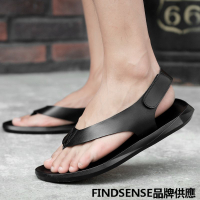 FINDSENSE品牌  新款 日本 情侶 高品質 簡約純色 真皮魔術貼 舒適橡膠底 時尚 涼鞋 休閒鞋 潮流鞋子