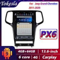 Tokesla for Jeep Grand Cherokee Car Radio 2 Din Android PX6 Tesla Screen Central Multimedia Dvd Video Players Navigation Carplay