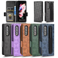 For Samsung Galaxy Z Fold 3 4 Luxury Flip PU Leather Wallet Magnetic Adsorption Case For Samsung Z Fold3 5G Pen slot Phone Case
