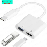 Type C OTG Adapter 2 in 1 USB C to USB Female with PD Charging Port Adapter For Google Pixel 4XL Google Chromecast Google TV