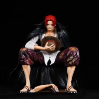 Anime One Piece Red Hair Shanks Sitting Ver. GK PVC Action Figure Game Statue Collectible Model Kids Toys Doll 16cm