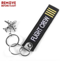 Flight Crew ENGINEER POLIT Embroidery Keychain Label with Metal Plane Key Chain for Aviation Gifts Car Keychains
