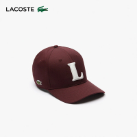 【LACOSTE】中性款-3D刺繡棉斜紋棒球帽(酒紅色)