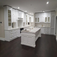 Private Custom Modern Glass Door Marble Top Solid Wood Kitchen Cabinet White Drawer For Home