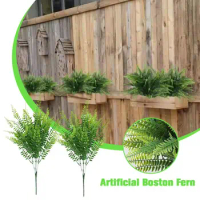 2pcs Artificial Boston Fern Plants Bushes Faux Shrubs Greenery UV Resistant For House Office Garden Indoor Outdoor Décor D7S6