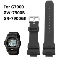 Silicone Rubber Watch Band Strap Fit For Casio G-Shock G-7900sl GW-7900b GR-7900NV Replacement Black Waterproof Watchbands