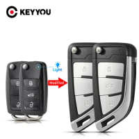 KEYYOU Modified Car Remote Flip Key 2/3BT For VW Golf Tiguan Polo Passat B5 Jetta Volkswagen Skoda Seat Folding Key Shell Case