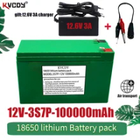 new 12V 100000mAh 3S7P 18650 lithium battery pack+12.6V 3A charger, built-in 100Ah high current BMS, 12v lithium batteri type a