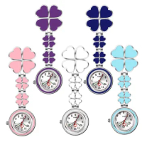 1PCs Clover Nurse Watch Clip-on Fob Brooch Pendant Hanging Watch Pocket Watch Luminous Medical Doctor Nurse Watches 4 Colors