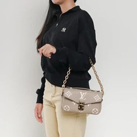Tas LOUIS VUITTON LV POCHETTE METIS EAST WEST EMPREINTE BEIGE CHAIN SHOULDER BAG 100% ORIGINAL 21X8X
