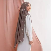 Lozy Hijab - Floure Embroidery Shawl (Pashmina Embroidery Bordir Bahan Ceruty) Dark Choco