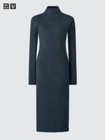 UNIQLO U Gaun Rajut 3D Knit Merino Blend Dress wanita BLUE L