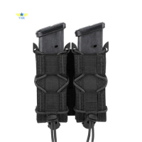 1pc Molle Pistol Mag Pouch Single Double Stack Magazine for 9mm/.40 Calibers 45acp Glock S&W M&P, Si