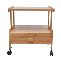 Mobile Printer Stand Holder with Storage Shelf , Rolling Cart with Wheels, Bamboo Rack for Home and Office