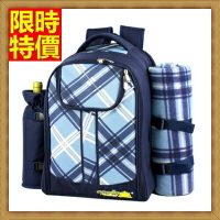 野餐包+2人餐具組雙肩後背包-藍色調附地墊爬山外出輕便多功野餐包+68ag13【獨家進口】【米蘭精品】