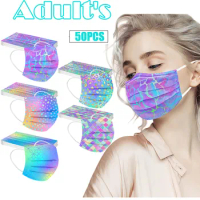 50PCS Mixed Style Mask For Adult Man Women маска Disposable Face Mask mascarillas 3Ply Ear Loop Disposable Mask cubrebocas