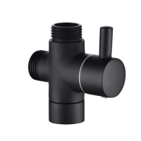 G1/2 Inch 3 Way Brass Diverter Valve T-adapter Converter Black For Shower Water Tap Connector Bathroom Faucet Water Separator