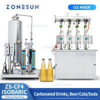 ZONESUN Carbonated Drinks Isobaric Filling Machine Beer Cola Soda Fizzy Juice Beverage Mineral Water Sparkling Wine ZS-CF4