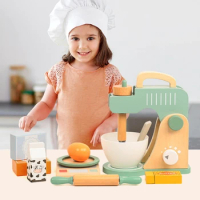High-quality Children Pretend Play Kitchen Toy Set Cookware Set Toy Cooking Game Wood Set Kitchen Blender Make Cake Toy