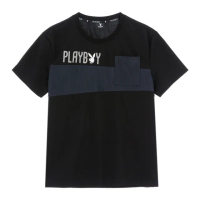 【PLAYBOY】天絲輕量涼感拼接上衣(黑色)
