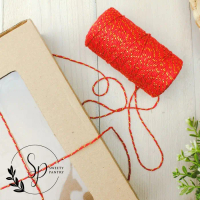 tali hang tag pita packaging tali katunTali rami katun kombinasi - Merah Gold