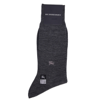 BURBERRY 刺繡LOGO條紋紳士襪-灰黑色