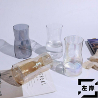 寬口花瓶玻璃插花花器漸變幻彩桌面擺件簡約
