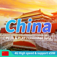China Prepaid SIM Card 4G LTE High speed Data Unlimited Data Support eSIM