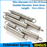 304 Stainless Steel Tension Cylindroid Helical Coil Small Mini Extension Spring WD 0.3mm 0.4mm 0.5mm