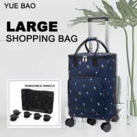 Folding Shopping Pull Cart Trolley Bag Tote Travel Shopping Bags Reusable Grocery Bags Food Organizer Vegetables Bag With Wheels