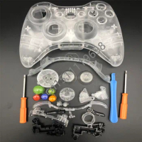 For Microsoft Xbox 360 Wireless Controller Full Set Housing Shell With Buttons Replacement Clear Transparent Case Cover Tools