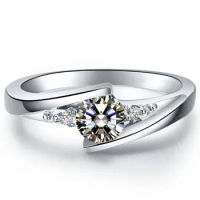 0.5 Carat 5.0mm Round Cut Eminent Test Positive D Moissanite Engagement Ring Solid 18K White Gold Propose Jewelry