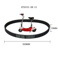 HTD 535-5M-15 Rubber Timing Belt For 8 Inch Electric Vehicle Transmission With Brush Belt Scooter Parts Accessories