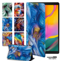 For Samsung Galaxy Tab A 8.0 9.7 10.1 10.5"/E 9.6"/S5e 10.5"/S6 Lite 10.4" PU Leather Stand Tablet Case Watercolor Print Pattern