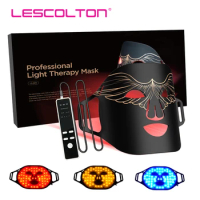 Lescolton New Red Led Light Therapy Infrared Flexible Soft Mask Silicone 4 Color Led Therapy Anti Aging Advanced Photon Mask