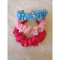 Bando Satin Mutiara Scrunchie Terbaru Gaya Korea | Bando Viral Ikat Rambut
