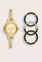 Tory Burch Jam Tangan Wanita Tory Burch Miller Bangle Watch Gift Set Gold-Tone Stainless Steel Multi