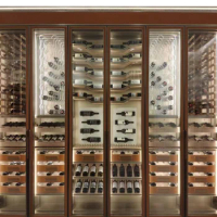 Modern stainless steel constant temperature red wine cabinet customized clubhouse wine cellar wine cabinet design open display c