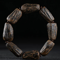 Natural Nha Trang Agarwood Beads Fidelity Black Oil Old Materials with Shape Bracelet Men's Submerged Type