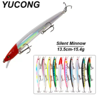 YUCONG 1PC Floating Minnow Bait 135mm-15.4g Silent Fishing leurre Long Casting Hard Wobbler Lure Laser Skin cebo duro fisching