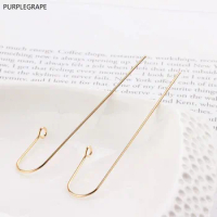 PURPLEGRAPE Pure copper plated gold color 18K gold long U-shaped exaggerated simple ear hook Earrings material DIY jewelry 10pcs