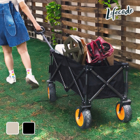 LIFECODE 露營推車-束狀收合(加大90*47cm- 7吋寬輪帶剎車)-2色